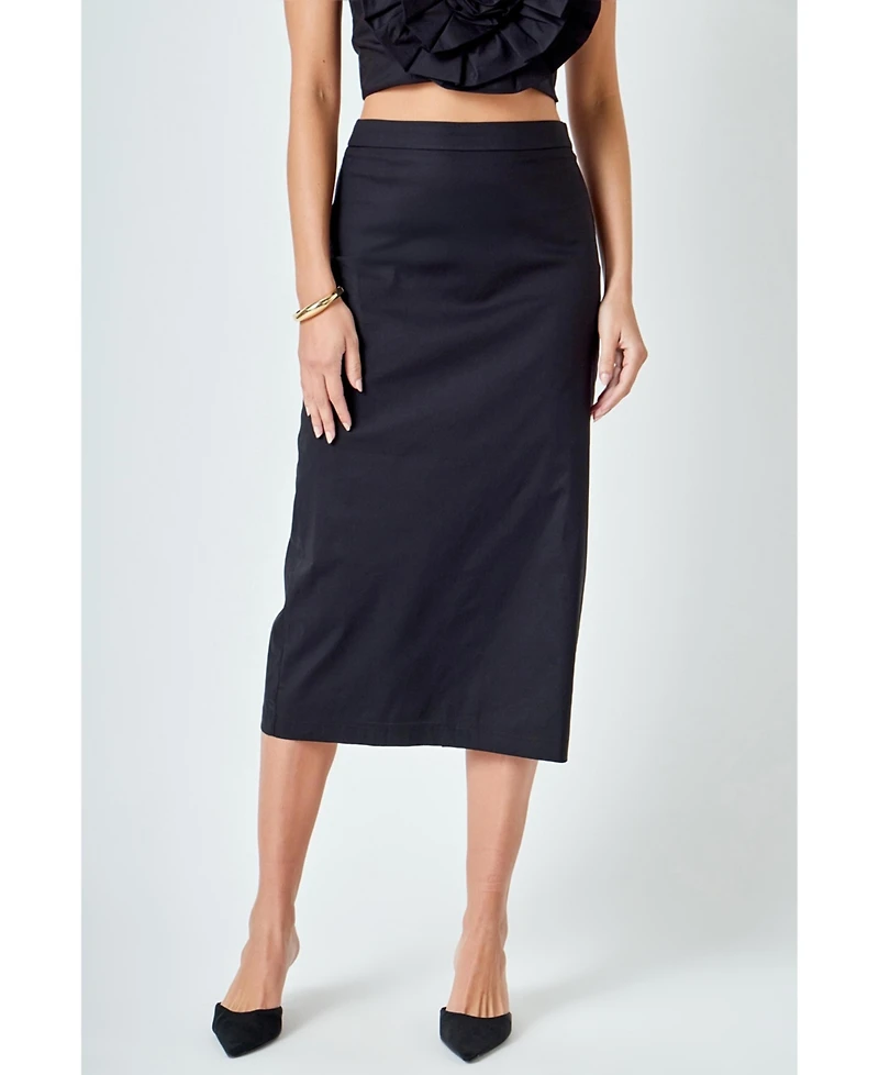 English Factory Women's High Waisted Column Midi Skirt