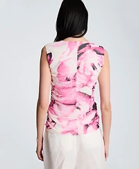 Kenneth Cole Women's Printed Crewneck Sleeveless Top