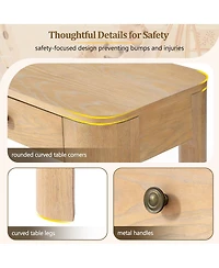 Streamdale Rustic Console Table with Curved Corners, 3 Drawers, Sturdy Sofa Table