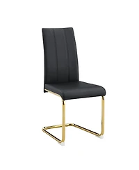 Streamdale 2-Pack Black Pu Upholstered Dining Chairs with Gold Legs