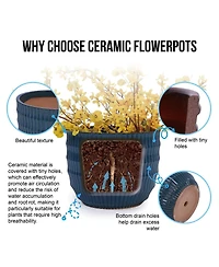 Streamdale Furniture Handmade Ceramic Planter Set of 4, Indoor/Outdoor Flower Pots