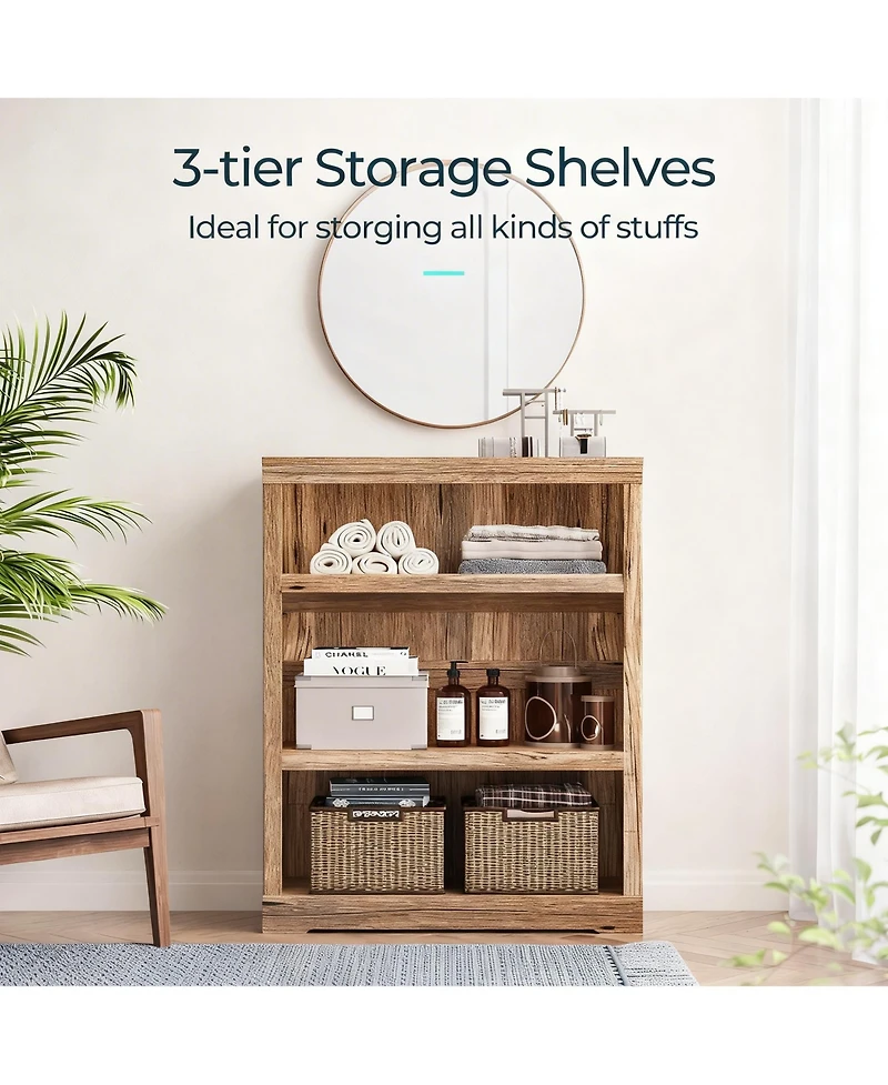 Yigii Adjustable 2-Tier Wood Bookshelf for Home Office & Living Room