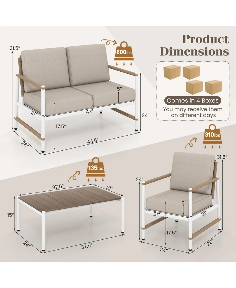 Gymax Set Of 8 Patio Furniture Set Patio Loveseat Sofa w/ 2 Coffee Table 4 Single Couch