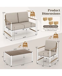 Gymax Set Of 8 Patio Furniture Set Patio Loveseat Sofa w/ 2 Coffee Table 4 Single Couch