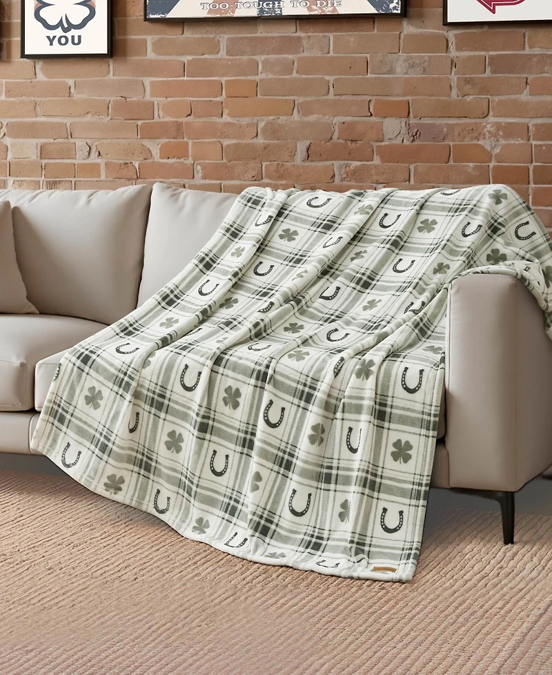Lucky Brand Clovers Plush Throw, 50" x 70"