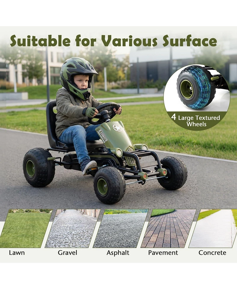 Mecale Kids Pedal Go Kart with Steering Wheel and Gear Shifter and Handbrake