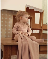 MeMoi Baby Girls Cotton-Rich Faux Cable Knit Footie