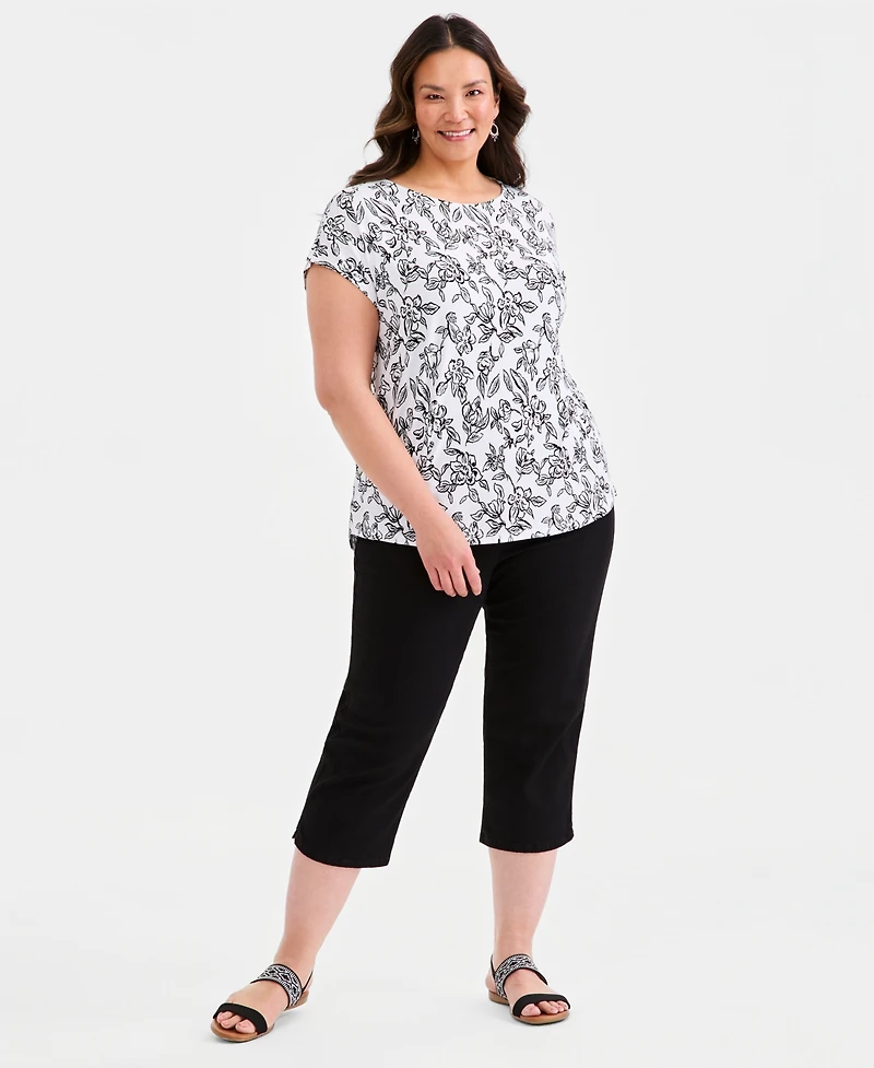 Style & Co Plus Mixed-Media Relaxed Top