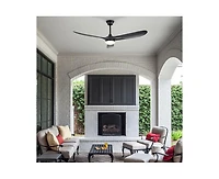 Sofucor 60-inch Modern Black 3-blade Ceiling Fan Light With Remote Control Supports Mobile Phone Connection And Voice Function