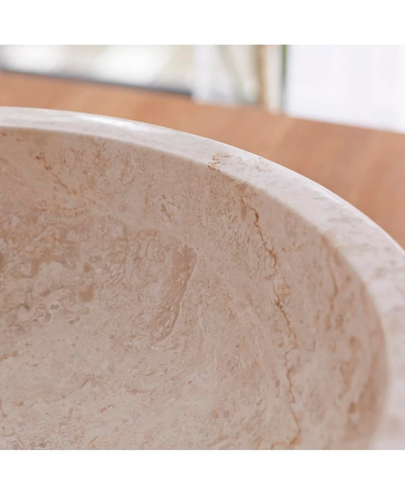 Tikamoon Genuine Marble Hand-carved Design Rustic and Smooth Washbasin