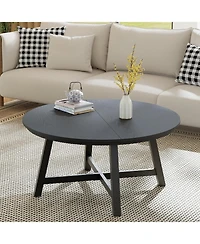 gaomon Round Coffee Table 36" Center Table,Large Industrial Accent Tables with Adjustable Feet, Living Room Thickened Le