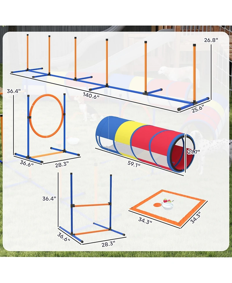 PawHut Dog Agility Training Equipment, 12-Piece Dog Obstacle Course