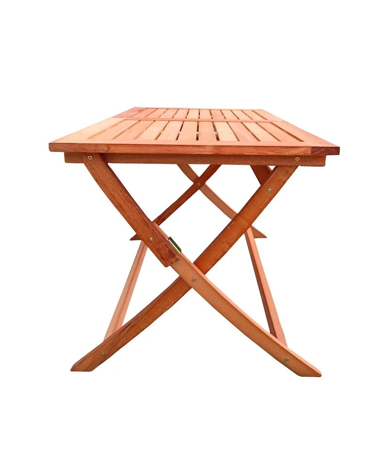 Flynama 5 Piece Foldable Teak Patio Dining Set 4 Folding Chairs and 1 Dining Table Indoor Outdoor Universal Lightweight