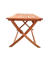 Flynama 5 Piece Foldable Teak Patio Dining Set 4 Folding Chairs and 1 Dining Table Indoor Outdoor Universal Lightweight