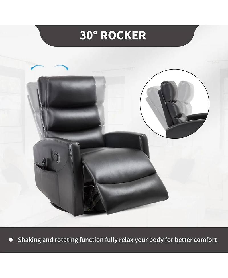 Boyel Living Manual Recliner Chair with Heat & Massage for Room, Faux Leather - Rocker Swivel Chair.