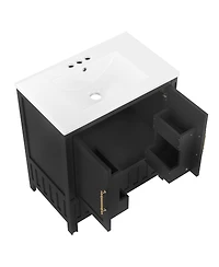 Sillysis 30" Bathroom Vanity with Sink, Solid Wood Cabinet & Push-to-Open Drawer for Modern Bathrooms