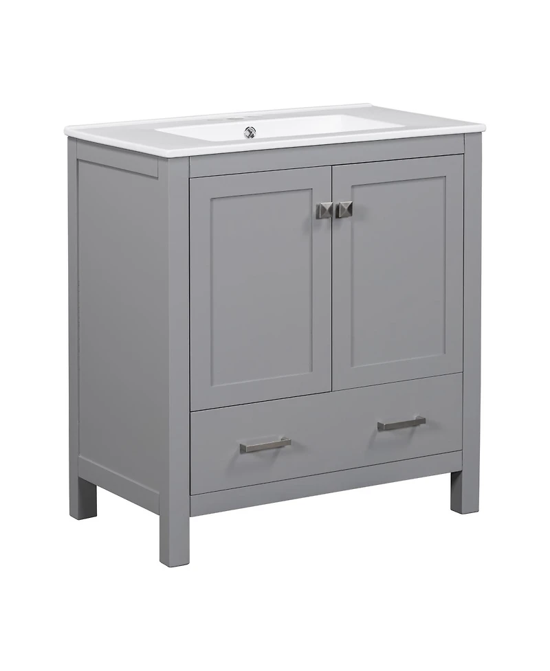 Sillysis 30" Bathroom Vanity with Sink, Solid Wood Cabinet & Soft Close Doors, Drawer Storage for Modern Bathrooms