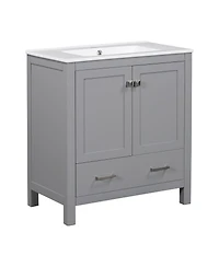 Sillysis 30" Bathroom Vanity with Sink, Solid Wood Cabinet & Soft Close Doors, Drawer Storage for Modern Bathrooms