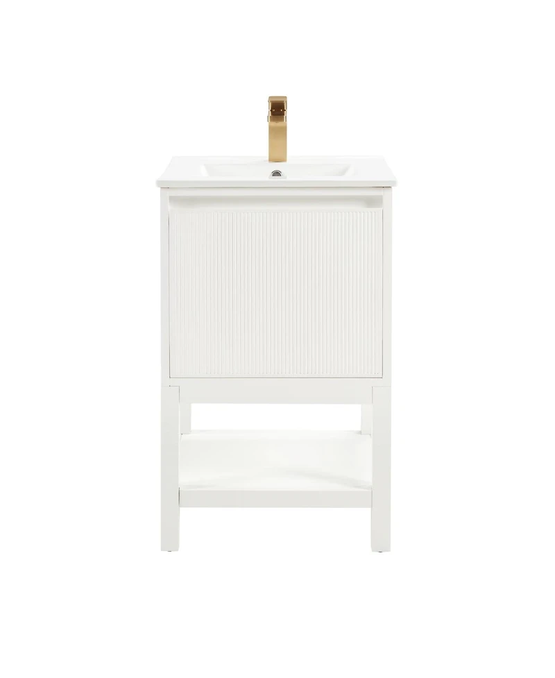 Sillysis 20" Solid Wood Bathroom Vanity with Sink & Door-Mounted Shelf, Modern Compact Pre-Assembled for Small Spaces-Sillysis