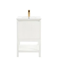 Sillysis 20" Solid Wood Bathroom Vanity with Sink & Door-Mounted Shelf, Modern Compact Pre-Assembled for Small Spaces-Sillysis