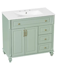 Sillysis 36" Bathroom Vanity with Ceramic Sink and Tilt-Out Drawer, Freestanding Classic Modern Storage