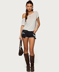 Edikted Women's Amora Off Shoulder Sheer Top