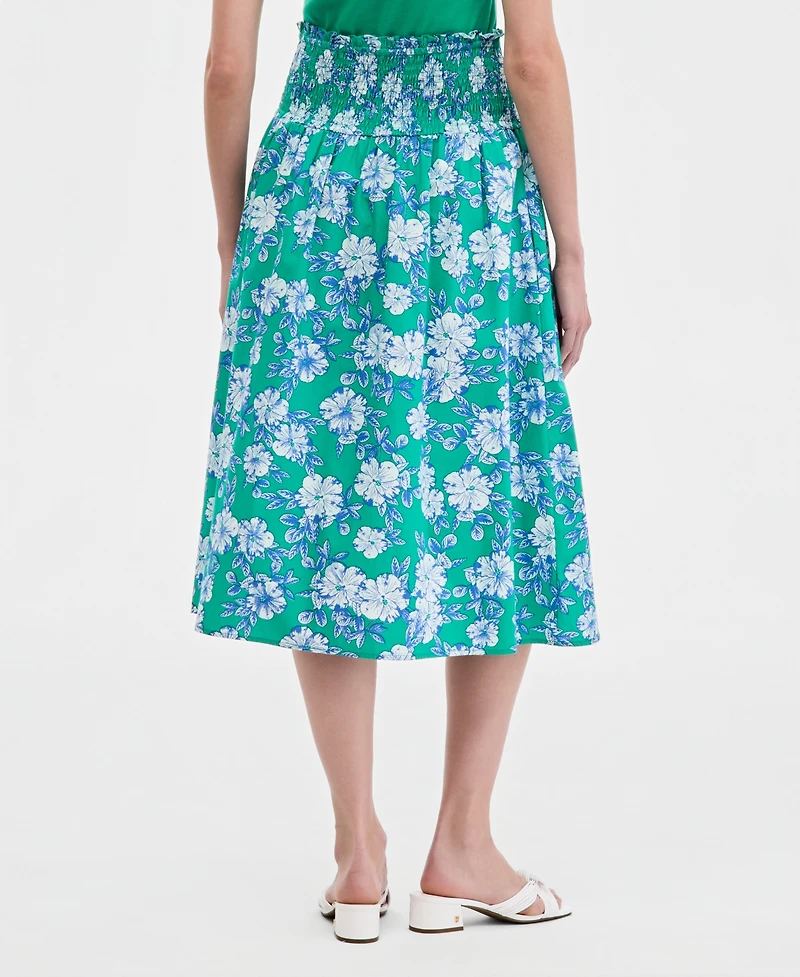 Tommy Hilfiger Women's Smocked Pull-On Midi Skirt