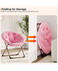 gaomon Comfy Oversized Saucer Chair – Soft Plush Fabric Reading Lounger for Adults, Stable Metal Frame