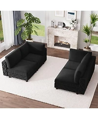gaomon Modular Sectional Sofa, 4 Seat High Density Sponges Cloud Couch L Shaped Sofa, Velvet Couch with Upholstered for Living Room