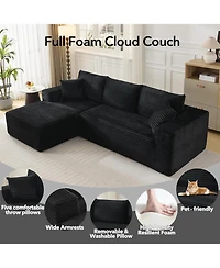 gaomon Boneless Sectional Cloud Couches for Living Room 108" Corduroy Cloud Sectional Couch with L-Shape Chaise Modern Modular Sectional Sofa