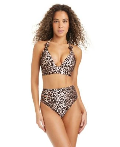 Bar Iii Womens Feline Fine Banded Sweetheart Halter Bra High Leg High Rise Swim Bottoms Macys Exclusive