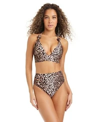 Bar Iii Womens Feline Fine Banded Sweetheart Halter Bra High Leg High Rise Swim Bottoms Macys Exclusive