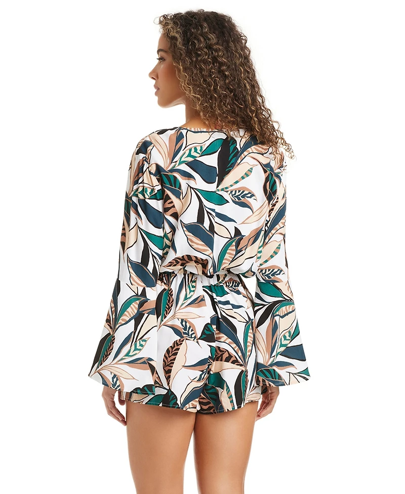 Bar Iii Women's Safari Chic Wrap Long-Sleeve Romper, Macy's Exclusive