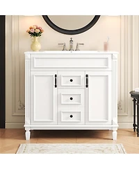 Sillysis Bathroom Vanity with Sink, Solid Wood Cabinet, Soft Close Doors and