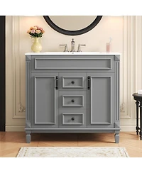 Sillysis Bathroom Vanity with Sink, Solid Wood Cabinet, Soft Close Doors and