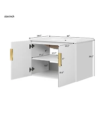 Sillysis 30" Wall Mounted Bathroom Vanity with Sink, Modern Striped Cabinet Adjustable Storage & Ceramic Basin for Small Bathrooms