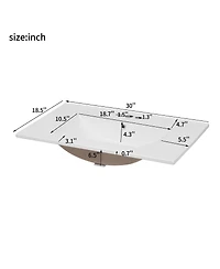 Sillysis 30" Wall Mounted Bathroom Vanity with Sink, Modern Striped Cabinet Adjustable Storage & Ceramic Basin for Small Bathrooms