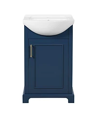 Sillysis 19.7" French Bathroom Vanity with Bulged Ceramic Sink, Soft Close Door Storage Cabinet for Small Spaces