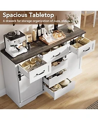 gaomon Farmhouse 6 Drawer Dresser with Sliding Barn Doors, Wooden Tv Stand for Living Room