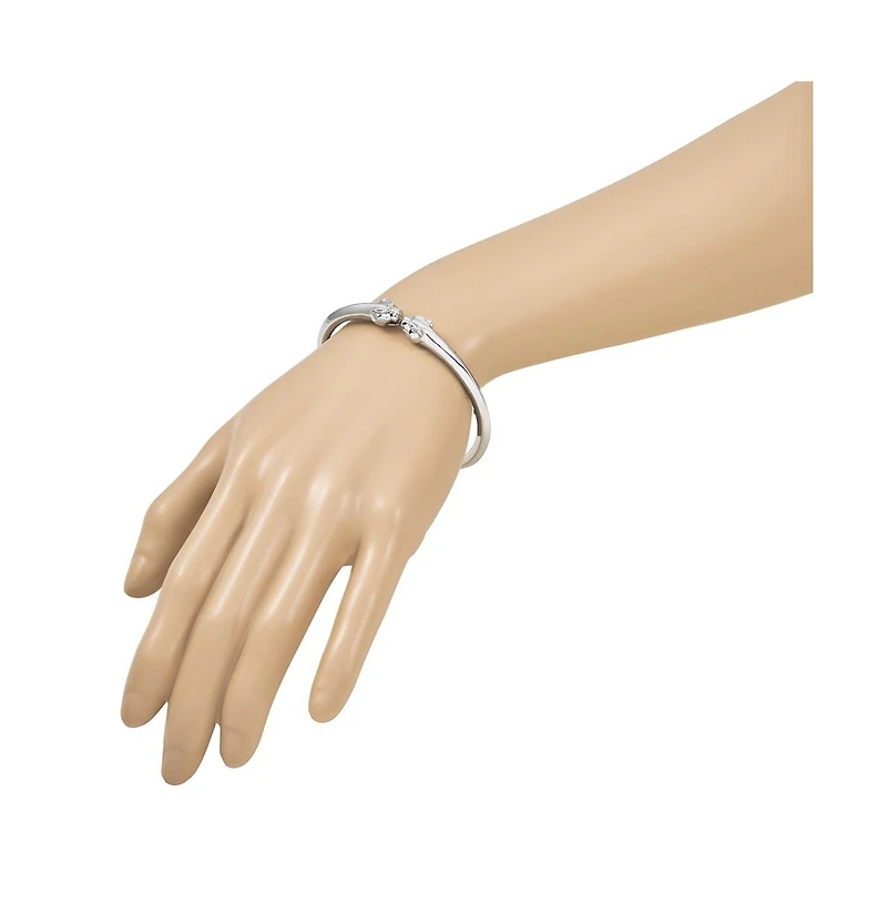 Curata Jewelry Solid 18k Panther Head Hinged Cuff Bangle