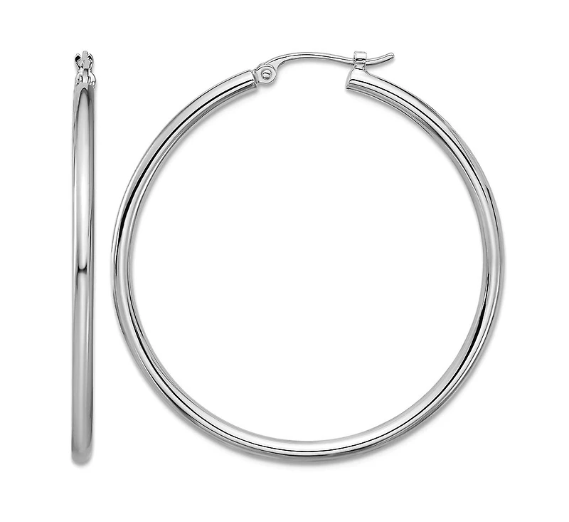 Curata Jewelry Solid 950 Platinum Classic Hoop Earrings
