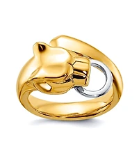 Curata Jewelry Solid 18k Two-tone Gold Adjustable Polished Panther Ring
