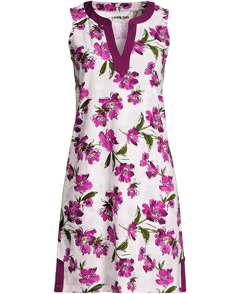 Lands' End Plus Cotton Jersey Notch Neck Dress