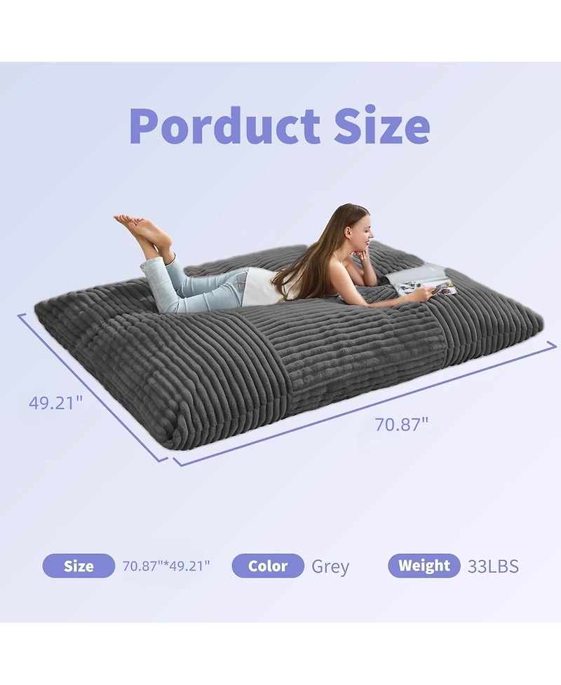 Streamdale Furniture Large Corduroy Bean Bag Lounger with Removable Cover