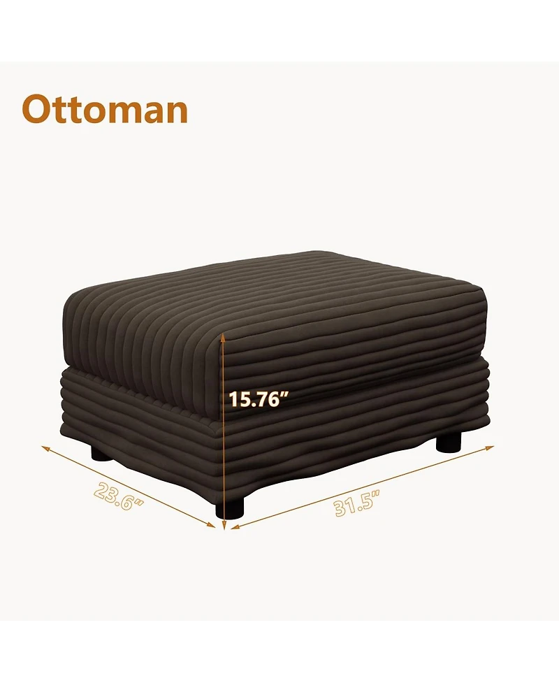 Streamdale Furniture Plush Corduroy Ottoman for Sofas - Camel