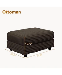 Streamdale Furniture Plush Corduroy Ottoman for Sofas - Camel