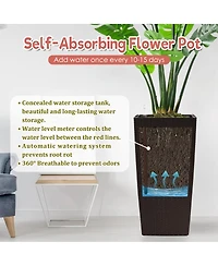 Streamdale Furniture 30" Tall Large Self-Watering Planter with Inner Tray & Water Level Monitor