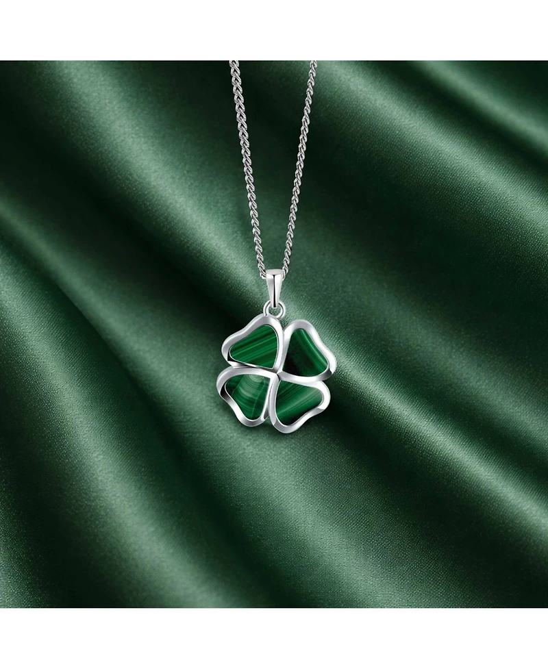 Vincero Men's Clover Pendant – Malachite 21" Chain