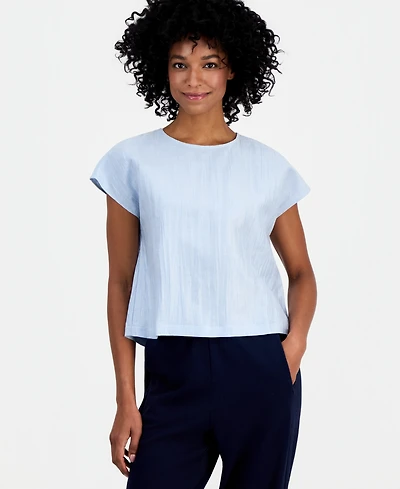 Eileen Fisher Women's Round-Neck Short-Sleeve Boxy Top