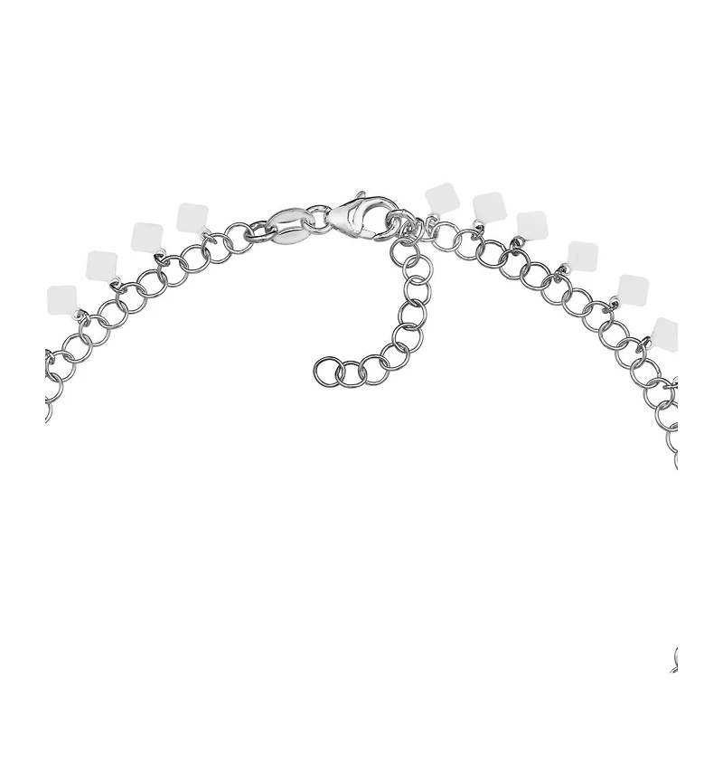 Curata Jewelry 925 Sterling Silver 10 Inch Rhodium Plated Round Link With Hanging Rhombus Adjustable Anklet